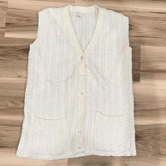 Vintage Ivory Cable Knit Vest Women’s Medium - Picture 1 of 3